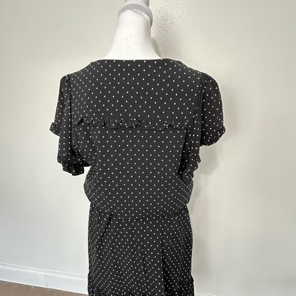 Gap Heart Ruffle Dress Small Tall Womens Hearts Black White Tie Wais Tiered - Picture 9 of 16